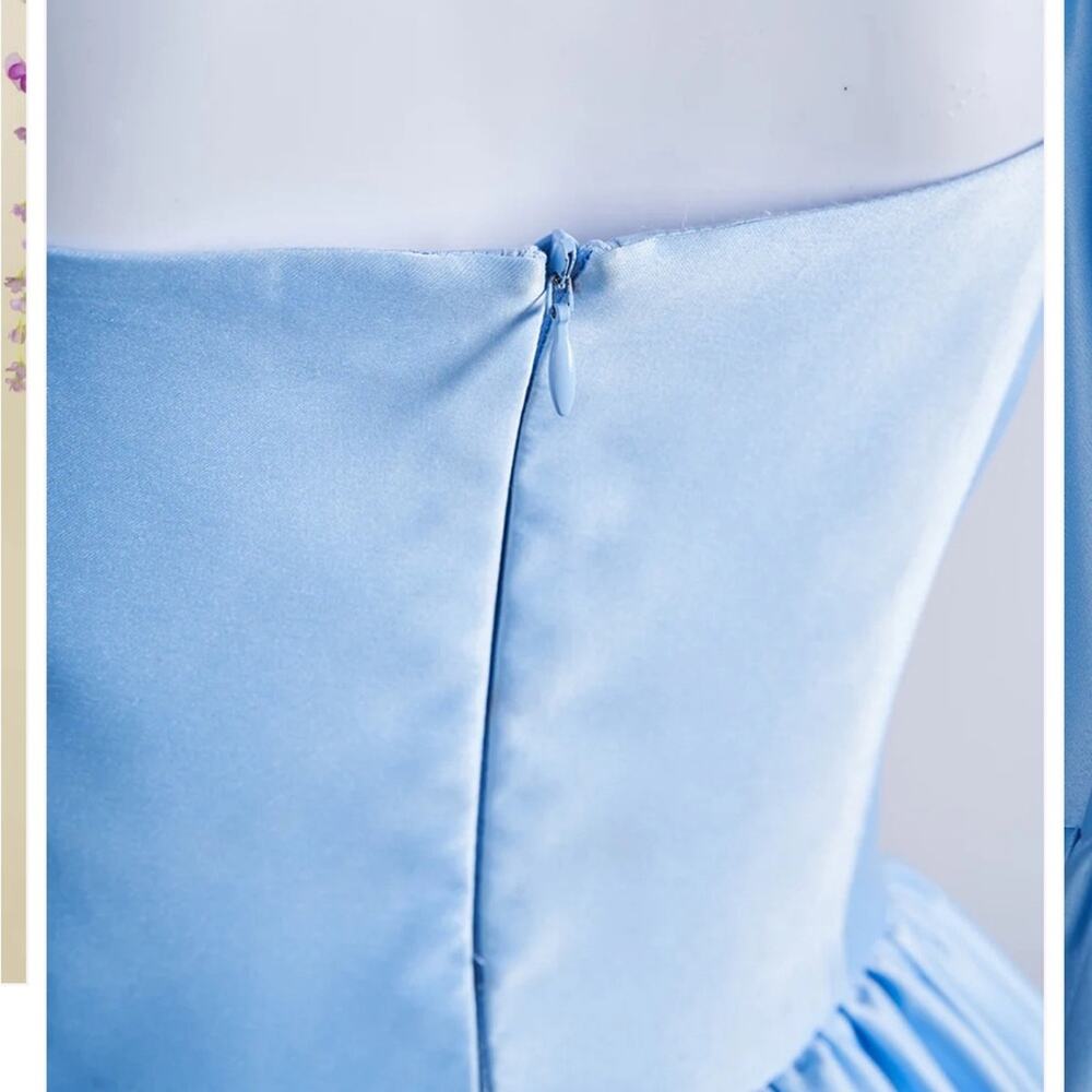 Square-Neck Tiered Mini Dress in Light Blue - Picture 5 of 15